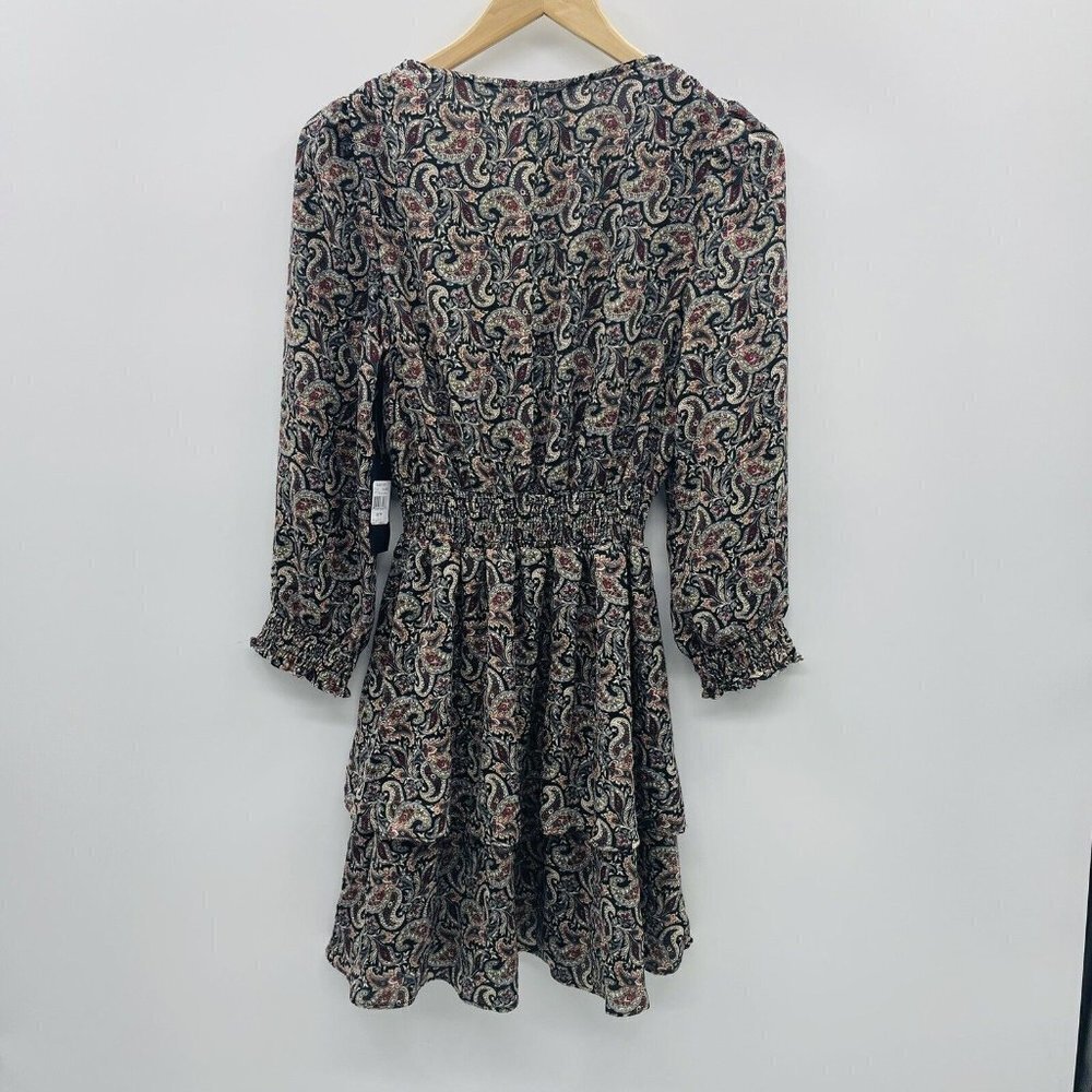 Black Tape Womens Size XS Smocked-Waist‎ Fit & Flare Dress Black Paisley $79 - Picture 3 of 6